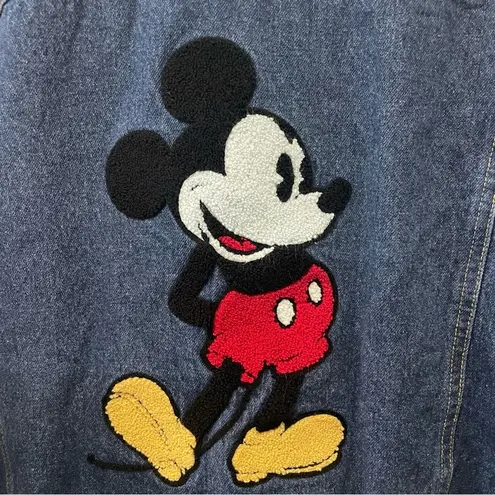 Disney  Women’s Jean Blue Denim Jacket Mickey Mouse Needle Punch Back Medium