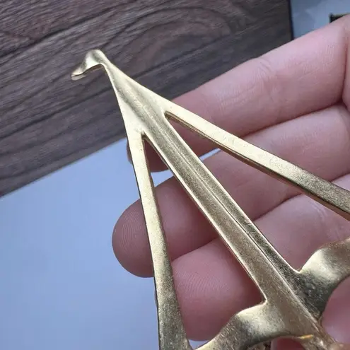 Nautical Sailboat Ship & An Animal Print Beaded Brooch Pin Lot Of 2 Gold Tone