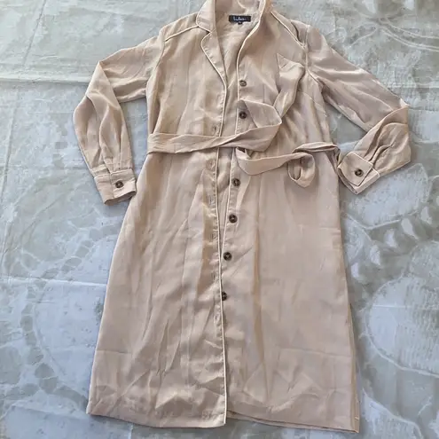 Lulu’s ELISE BLUSH SATIN LONG SLEEVE MIDI Dress