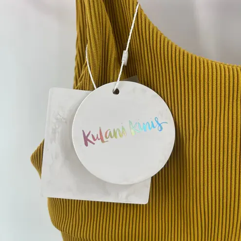 Kulani Kinis Bikini Top Medium NWT Crop Ribbed Mustard Swim Beach Rib Resort