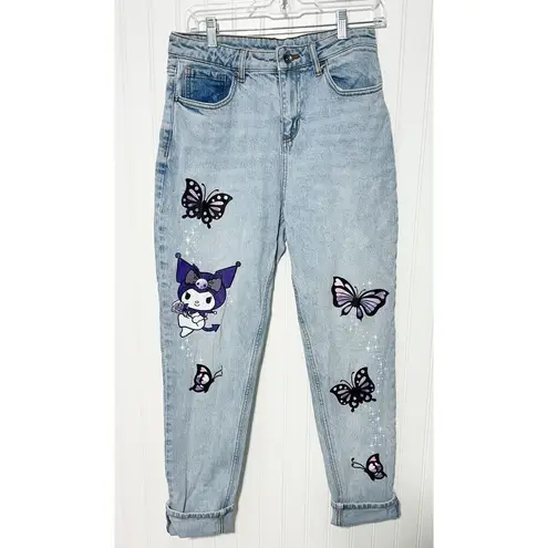 Sanrio Kuromi By Juniors Butterfly Mom Jeans High Rise Straight Leg Jeans Size 7