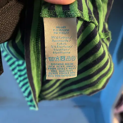 Boden USA Boden Womens US 2 Tee Shirt Long Sleeve Striped Blue/Green Top Stretch & Soft