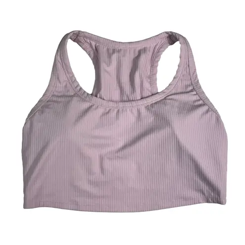 All In Motion Baby Pastel Pink Ribbed Racerback Lightly Lined Cropped Bra Tank