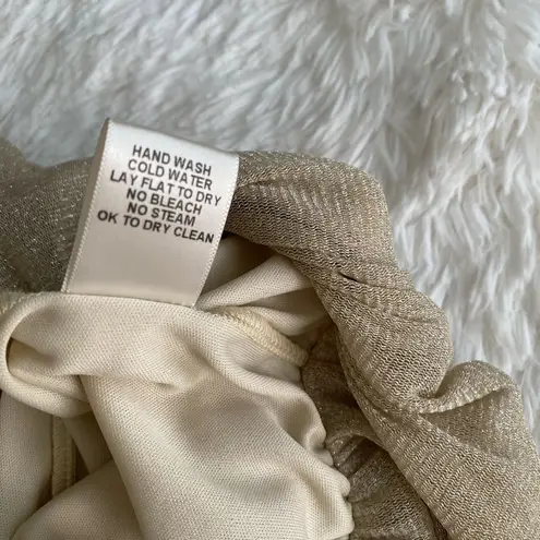 Arden B Sparkly Blouse Slouchy Top batwing Gold Metallic Nude boat-neck size S