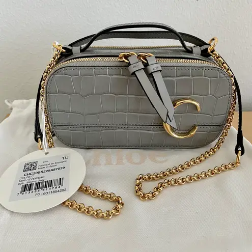 Chloé Mini C Vanity Bag Croc Embossed Leather New!