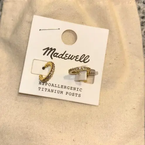 Madewell NWT  Sparkle Pavé Huggie Mini Hoop Earrings Gold