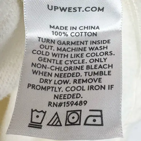 UpWest Womens Pullover Fleece Hoodie Dolman Sleeves Oversized Cream Size Medium