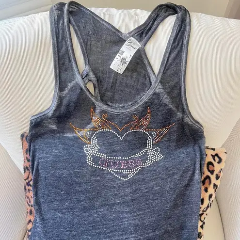 Guess Vintage y2k 2000s  los angeles rhinestone bling tank top