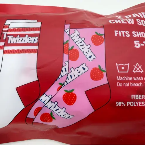 Twizzlers Strawberry Twists Candy Crew Socks Womens Gift Set 2 Pairs Red White