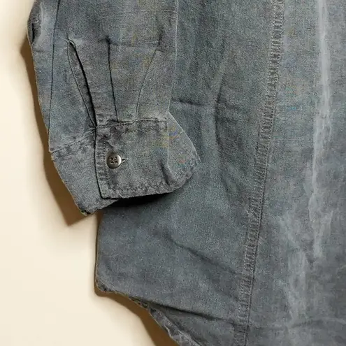 Soft Surroundings Shirt/Jacket Gray Shacket Zip Linen Rayon L