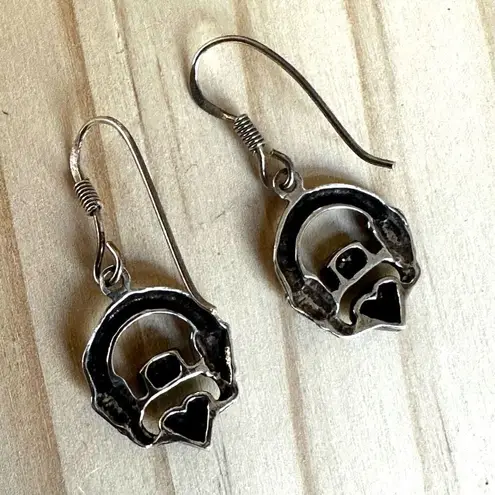Sterling Silver Claddagh Earrings with Black Onyx Hearts