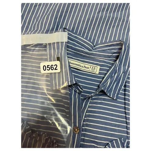 Abercrombie & Fitch Abercrombie Fitch Dress Womens XS Sleeveless Striped Ruffle Henley Western Blue