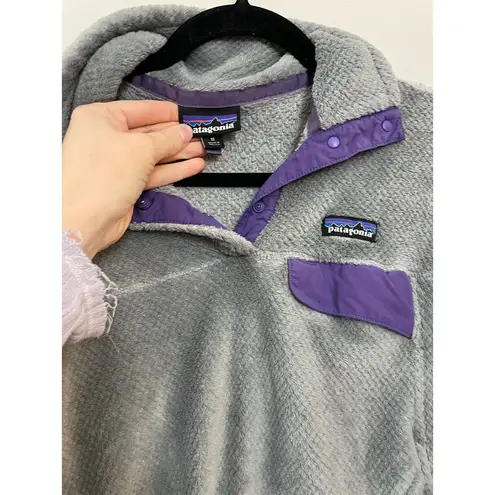 Patagonia  Gray and‎ Purple Synchilla Snap-T Fleece Pullover Women's Medium