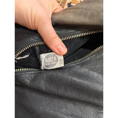 Arza New York Distressed Leather Crossbody Bag Blue Gray Boho Minimalist