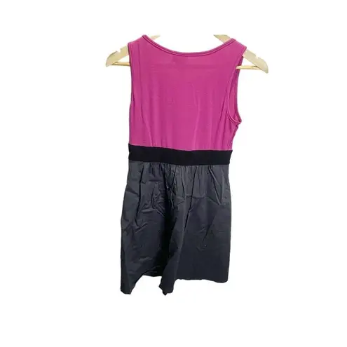 L8ter  Dress Y2K Size S Pink Gray Short Sleeveless A-line Colorblock Tuxedo Ruffl