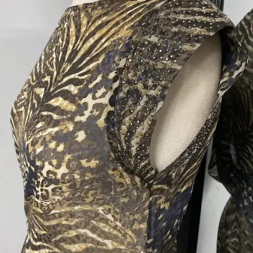 Ganni VINTAGE SHEER ONE SLEEVE SIDE-ROUCHING SEXY BATHING SUIT COVER 100% SILK