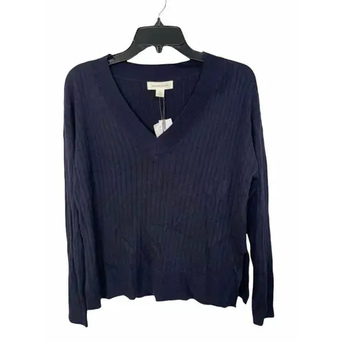 Treasure & Bond Navy Knit V-neck Long Sleeve Sweater Size S NEW