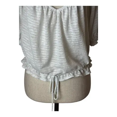 Free People  Shirt Women Medium‎ White Dorothy Puff Sleeve Cropped Top Boho