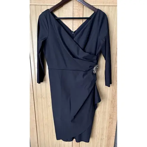 Alex Evenings Scuba Sheath Light Compression Dress 3/4 Sleeve Size 8 Charcoal