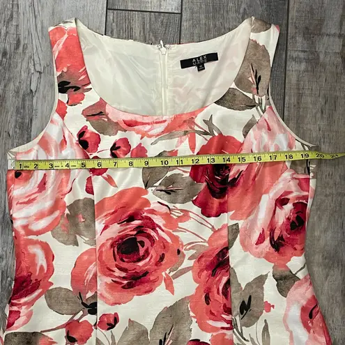 Alex Marie Pink and White Floral MIDI Sheath Dress Size 12