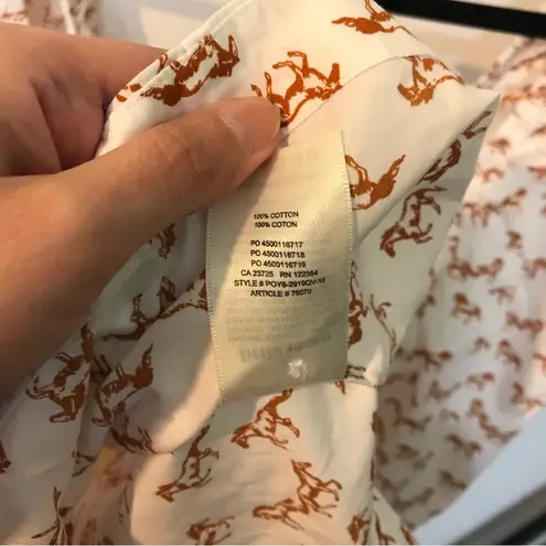 NWT Aritzia Little Moon Horse Print Puff Sleeve Square Neck Blouse L White Size L