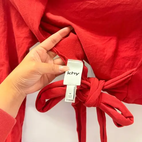 Khy 003 Red Long Sleeve Wrap Top Medium Christmas Holiday Chic New Year