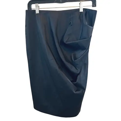 Black Halo Size 8 Formal Skirt Stretch Twill Blackmon Draped Front