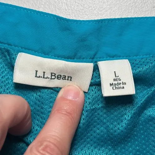 L.L. Bean Blue Supplex Nylon Drawstring Shorts Lining Pockets Large Active Blue