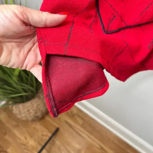 Ali Miles RUBY Size 2X Red/Black Asymmetric Knit Tunic Top Cowl Neck Art to Wear Red