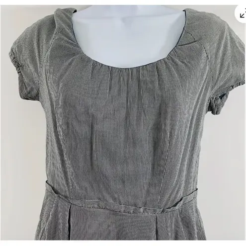 J. CREW FACTORY Gray Grey Career Short Cap Sleeve Stripe Cotton Silk Dress 14
