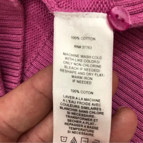 Callaway Golf Hot Pink Knit Stripe Embossed Button Up Cardigan Sweater Womens M