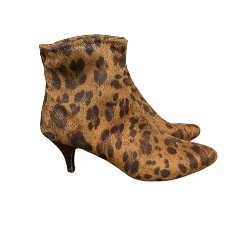 Impo Nevada Women's Brown Animal Print Kitten Heel Ankle Booties Zip Size 8M