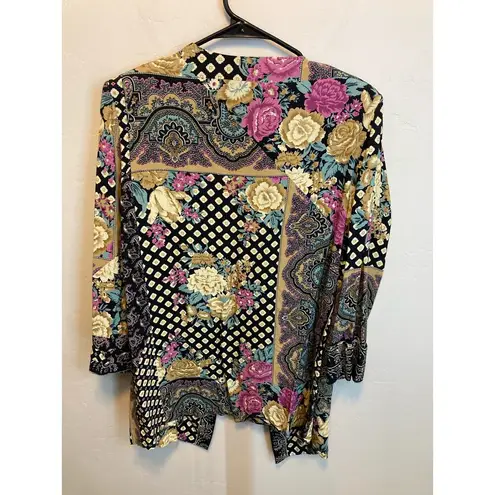 American Vintage Vintage 80's Abstract Open Cardigan Shawl Kimono Bright Pattern Size 12