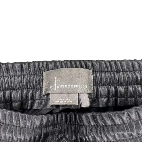 Anthropologie  Women's Small Black Sleek Faux Leather‎ Elastic Waist Joggers