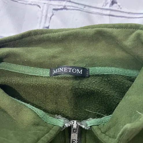 Minetom Olive Green Quarter Zip Mock Neck Pullover Sweatshirt Women’s Small Y2K