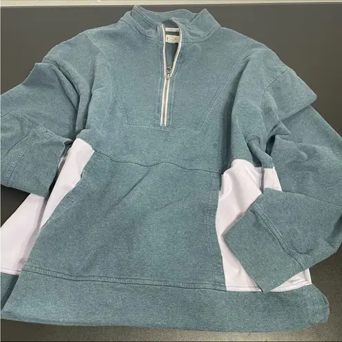 Pact Women's Organic Cotton 1/4 Zip Sweatshirt Jacket Mock Neck Green Purple XL