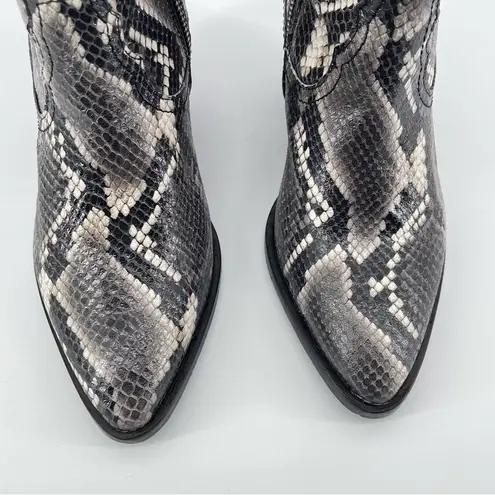 ALLSAINTS  Rolene Snakeprint Embossed Western Leather Block Heel Boots Size 7