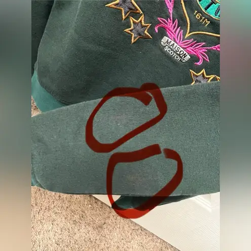 Scotch & Soda Far Out Green Crewneck Embroidered Sweater Sweatshirt Size XS Used