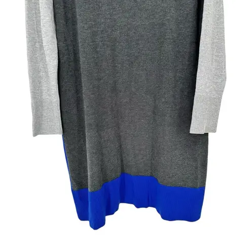 Eliza J Contrast Trim Sweater Dress size XL Grey Cobalt Blue Long Sleeves