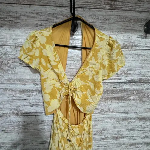 The Normal Brand Ezra Crepe Cinch Dress. Size Small Yellow