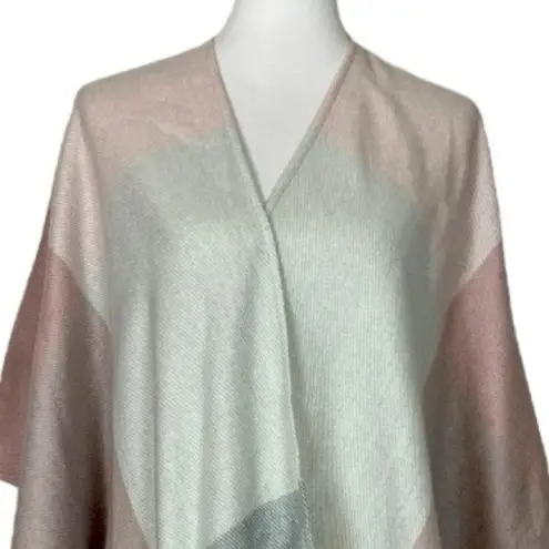 Woolrich Cozy Blanket Scarf Wrap Open Front Cream Pink Plaid Women One Size