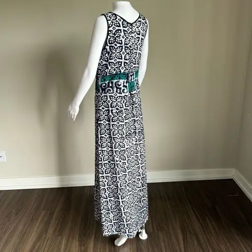 VTG Turquoise & Blue Batik Butterfly Print Maxi Dress