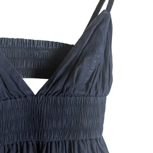 ALC Frank A.L.C. Rhodes Navy Poplin Sleeveless V-Neck Smocked Tiered Maxi Dress Size 6