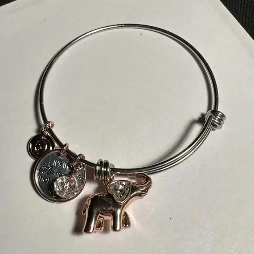 Elephant Charm Bangle Bracelet 7 Inch It’s The Little Moments That Make Life Big Silver