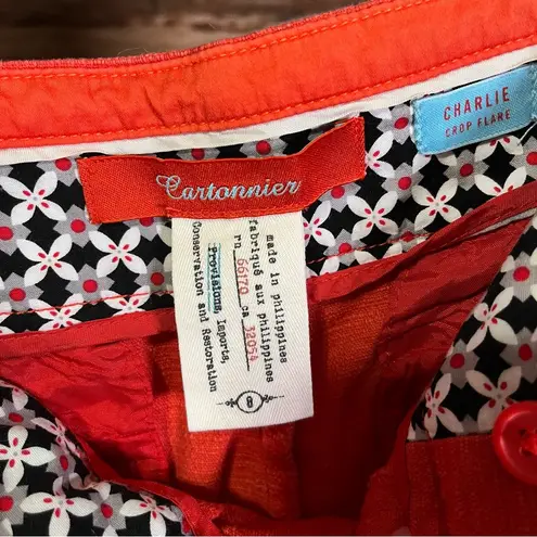 Cartonnier Anthropologie Charlie Crop Flare Pants Hot Orange Casual Mid Rise Orange Size 8