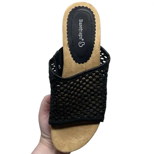 Baretraps “Flossey” Black Slip-On Cork Wedge Sandals Women’s Size 9M