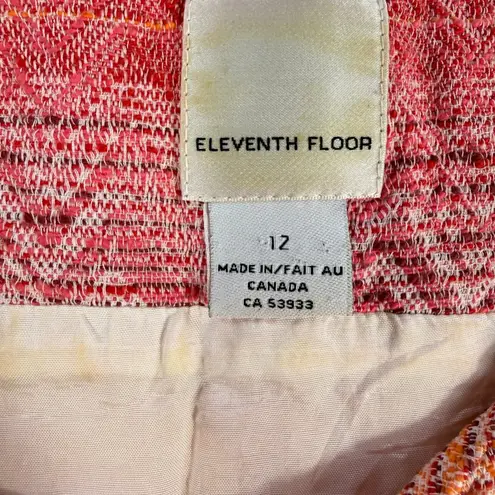 Eleventh Floor Sleeveless Duster Jacket Size 12 Pink Orange Chevron Print Cotton