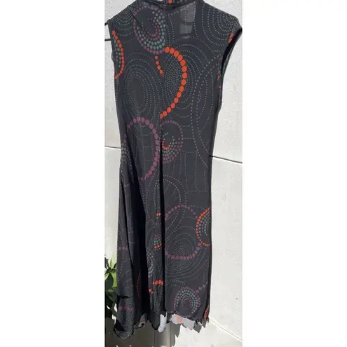 Vintage J.T.B Women’s Black Red Dotted Long Dress Sz Small Waist Belt Y2K