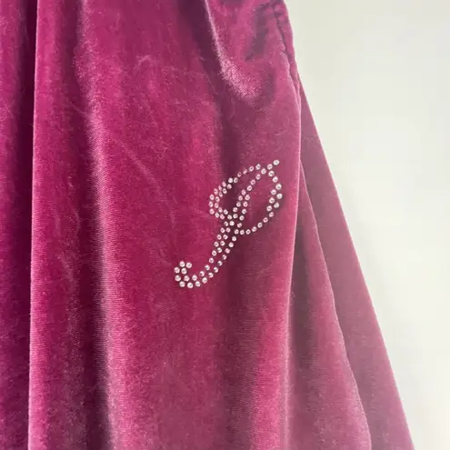 Victorias Secret XXL PINK Velour Shine Logo Wide Leg Pants Rhinestones Pockets Purple Size undefined