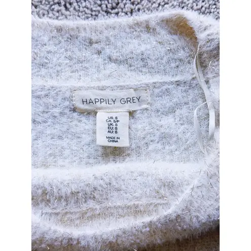 Happily Grey Cream Gold Cropped Sweater Small Holiday